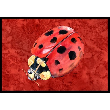 CAROLINES TREASURES Lady Bug on Deep Red Indoor Or Outdoor Doormat - 18 x 27 in. CA66434